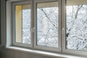 snowy window landscape