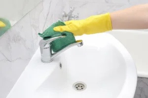 cleaning the sink