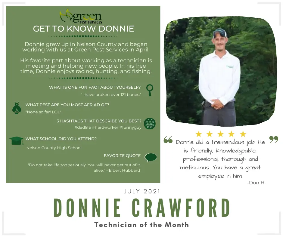Technician of the Month Donnie Crawford feature with profile and testimonial