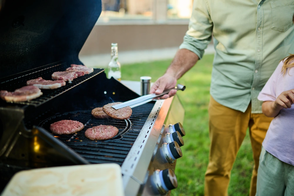 grilling hamburgers
