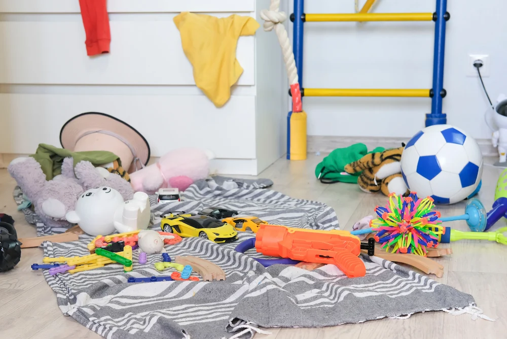 cluttered children's toys