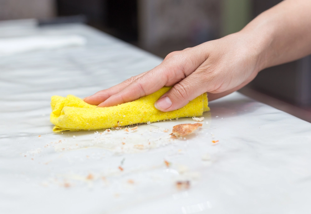 cleaning the counter